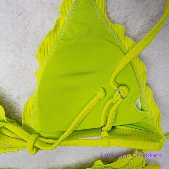 New! Set! It's Now Cool the frill tri eco neon lime rib bikini, size XL - Picture 10 of 11